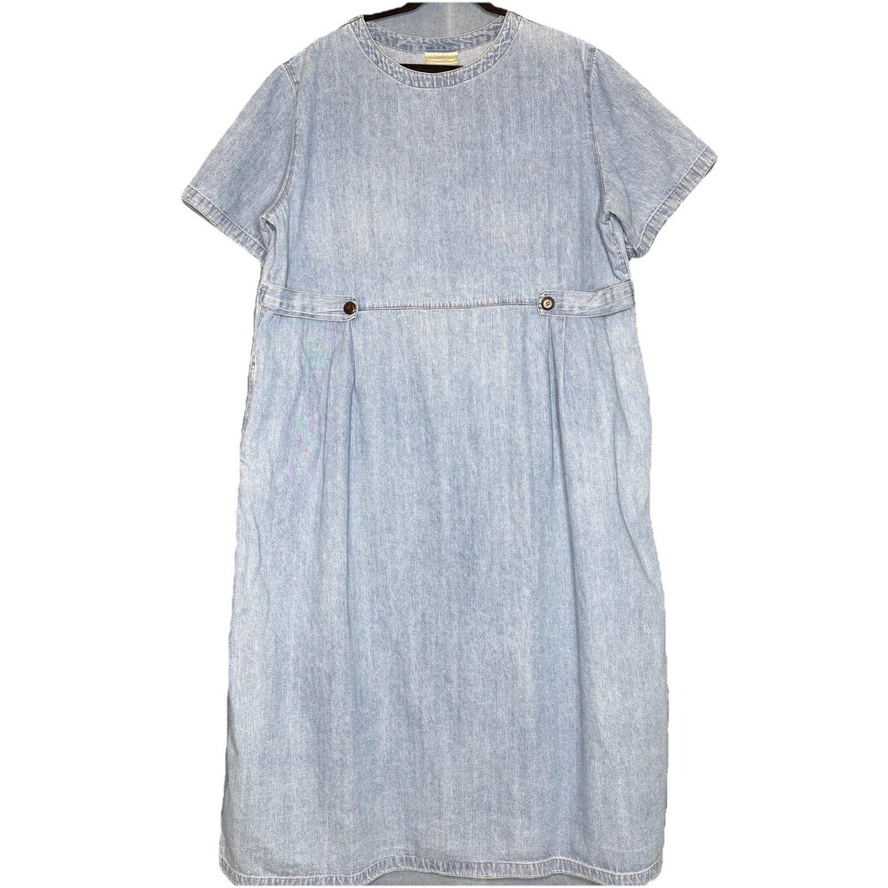 Coldwater Creek Women's 2X Denim Maxi Dress Modest Country Western Cottage